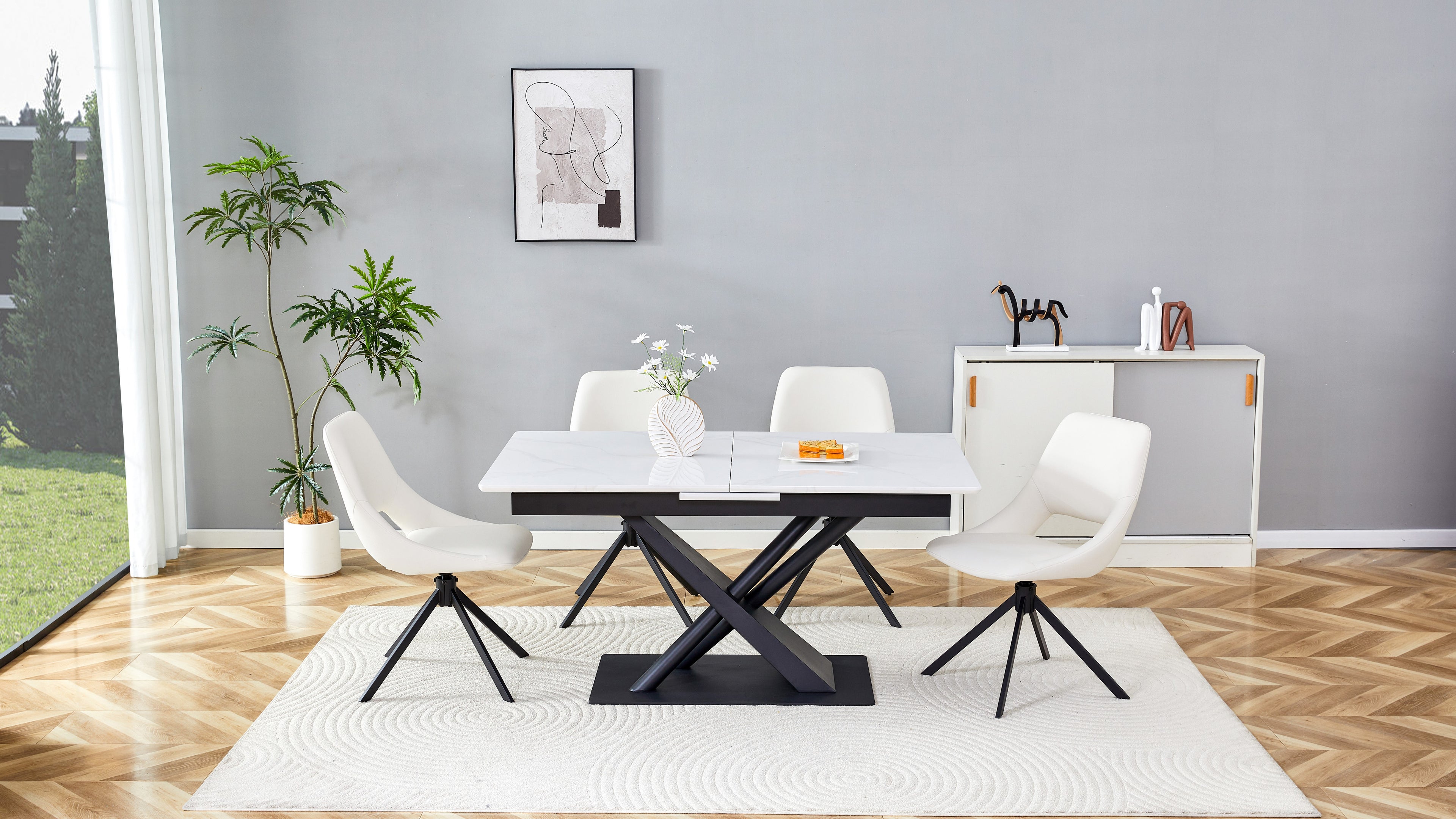 Marble-X 71-Inch Extendable Dining Table